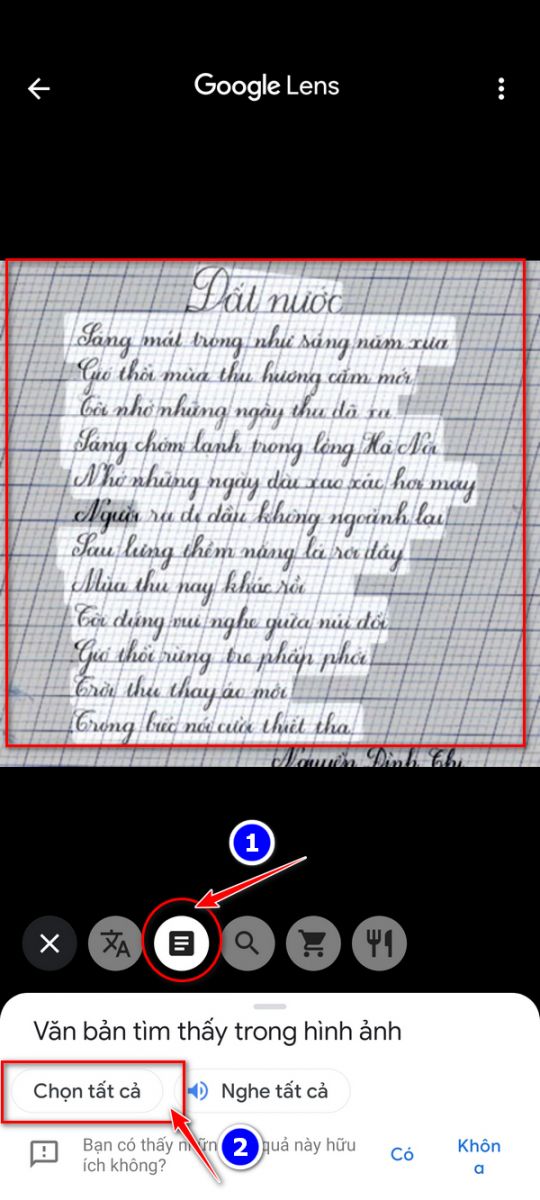 chọn vùng dữ liệu văn bản