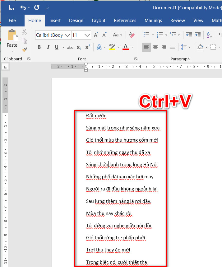 dán văn bản ra word