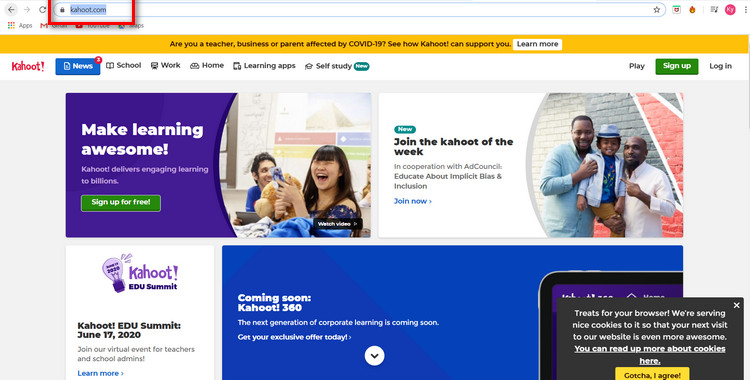 tìm kiếm và giao diện kahoot