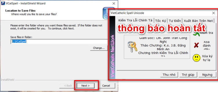 hoàn thành cài đặt