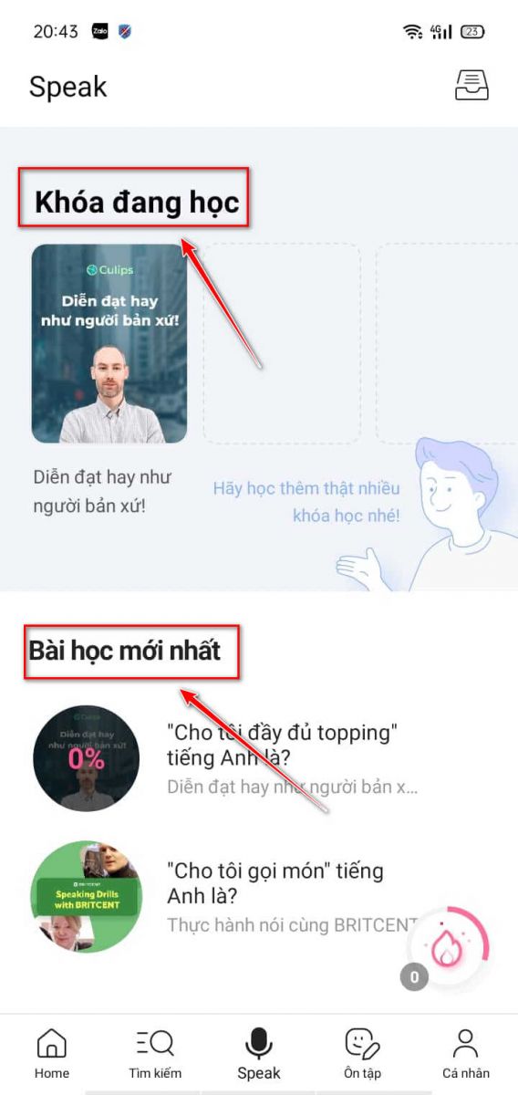 tính năng luyện nói