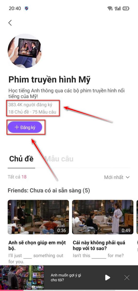 giao diện một kênh trong cake