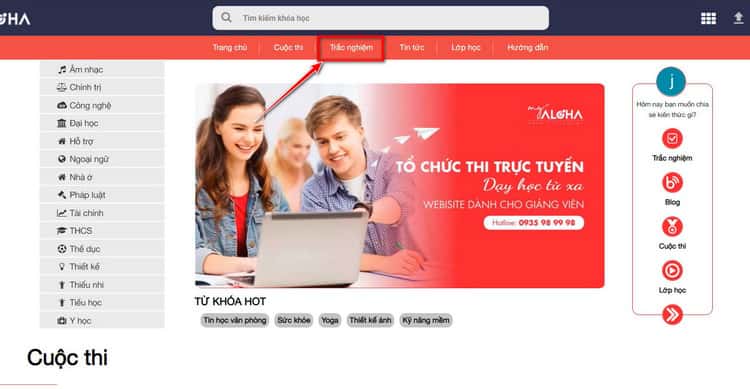 Truy cập trang để tạo trắc nghiệm