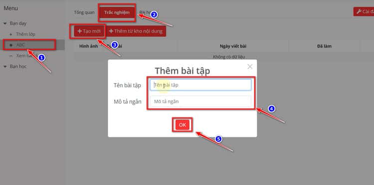 Tạo bài trắc nghiệm mới
