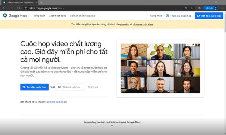 Trang chủ Google Meet