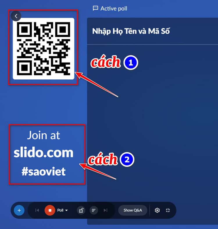 cách tham gia điểm danh slido