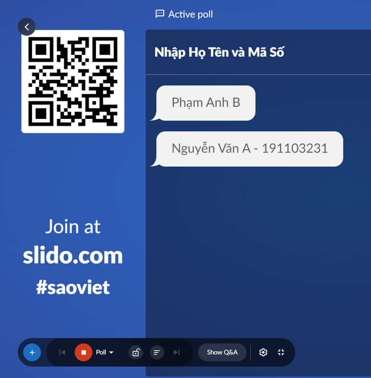 thông tin học sinh điểm danh