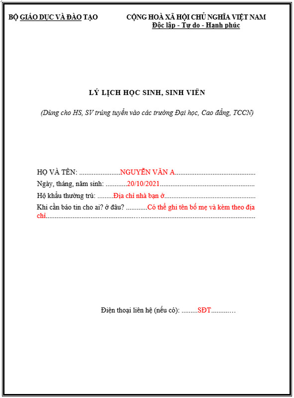 Cách Viết Sơ Yếu Lý Lịch Học Sinh, Sinh Viên Đúng Chuẩn Mẫu Mới Nhất 8/2023